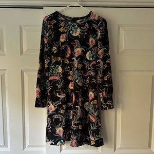 Women's LOFT Long Sleeved Floral Dress, Black, Size 2